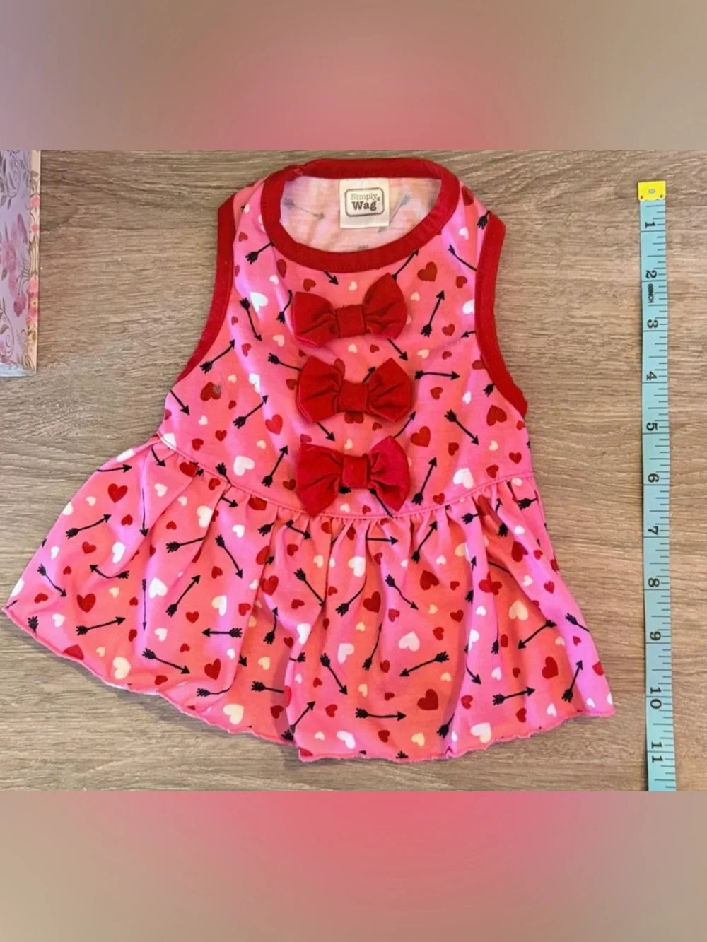 Pink Heart Arrow Bow Dog Dress